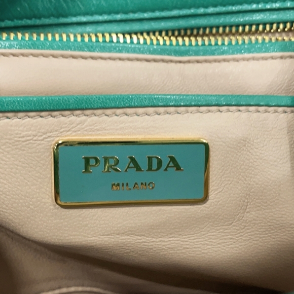 PRADA Resin Chain Gaufre Flap Shoulder Bag Leather BR4851 Aquamarine $2,450 RARE - Picture 7 of 7